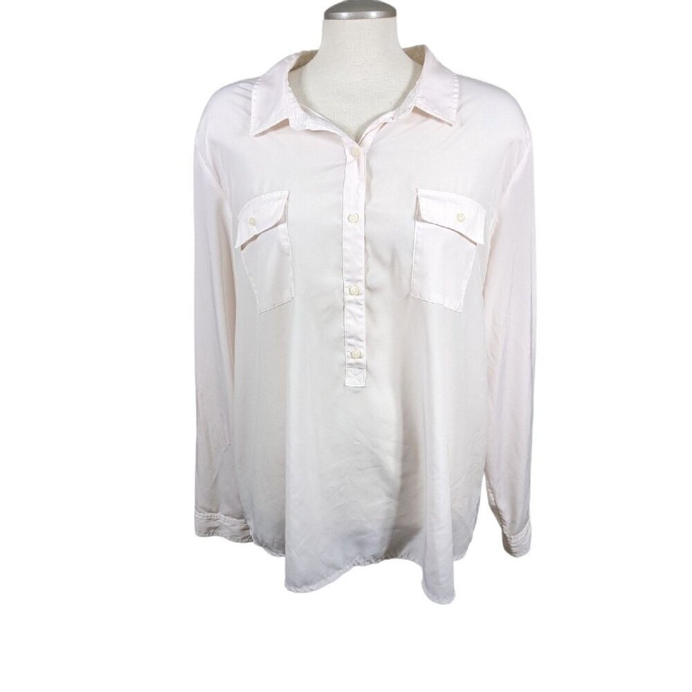 Old Navy Shirt Blouse Top Womens Plus Size XXL Light Powder Pink Long Sleeve